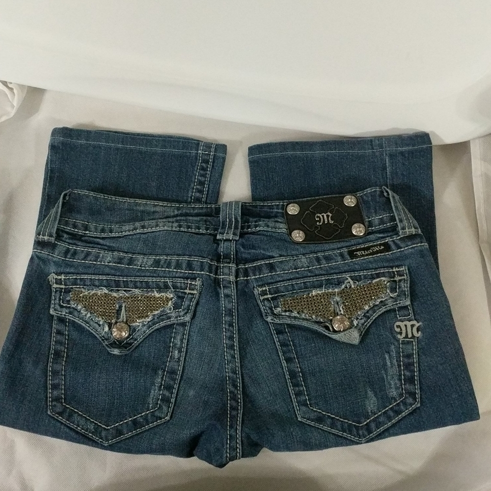 Miss Me JP5001BC Rhinestone Crystal Pockets Bootcut - size 28 - 28" Inse…